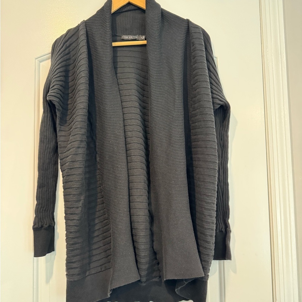 ⚫️ The Limited Women’s Black Open Shawl Collar Ribbed Cardigan Size Small